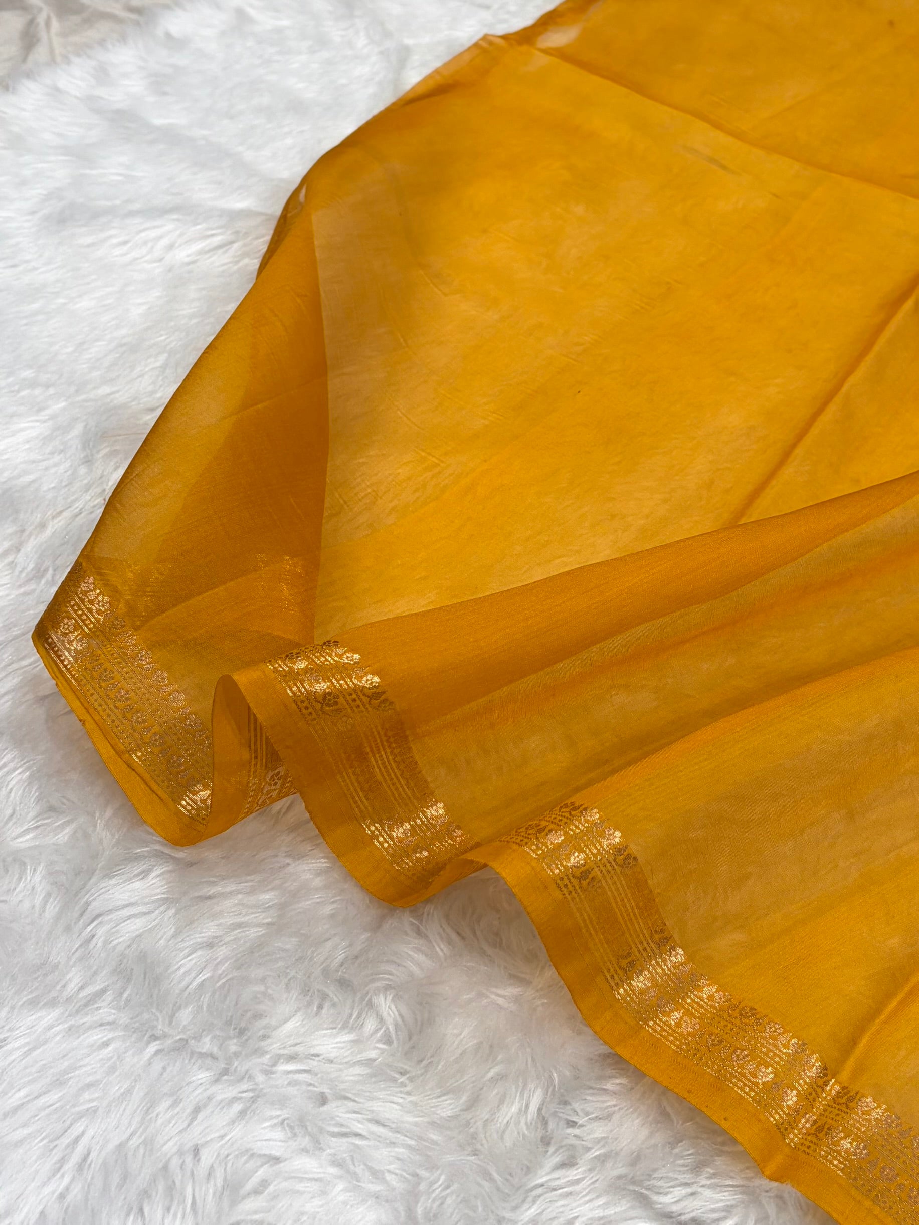 Banarasi Pure Organza Mustard Shades Banarasi Silk Saree PO-34