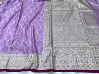 Pastel Lavender Tanchoi Motif Mashru Silk Saree