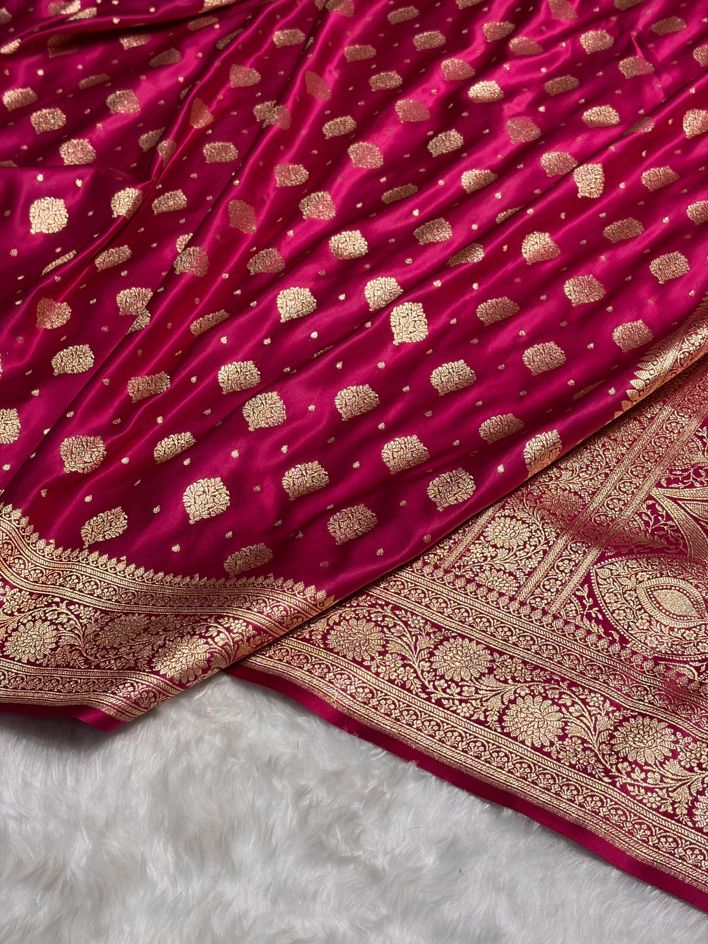 Cross Rani Unique Boota Pattern Satin Katan Silk Saree SK69