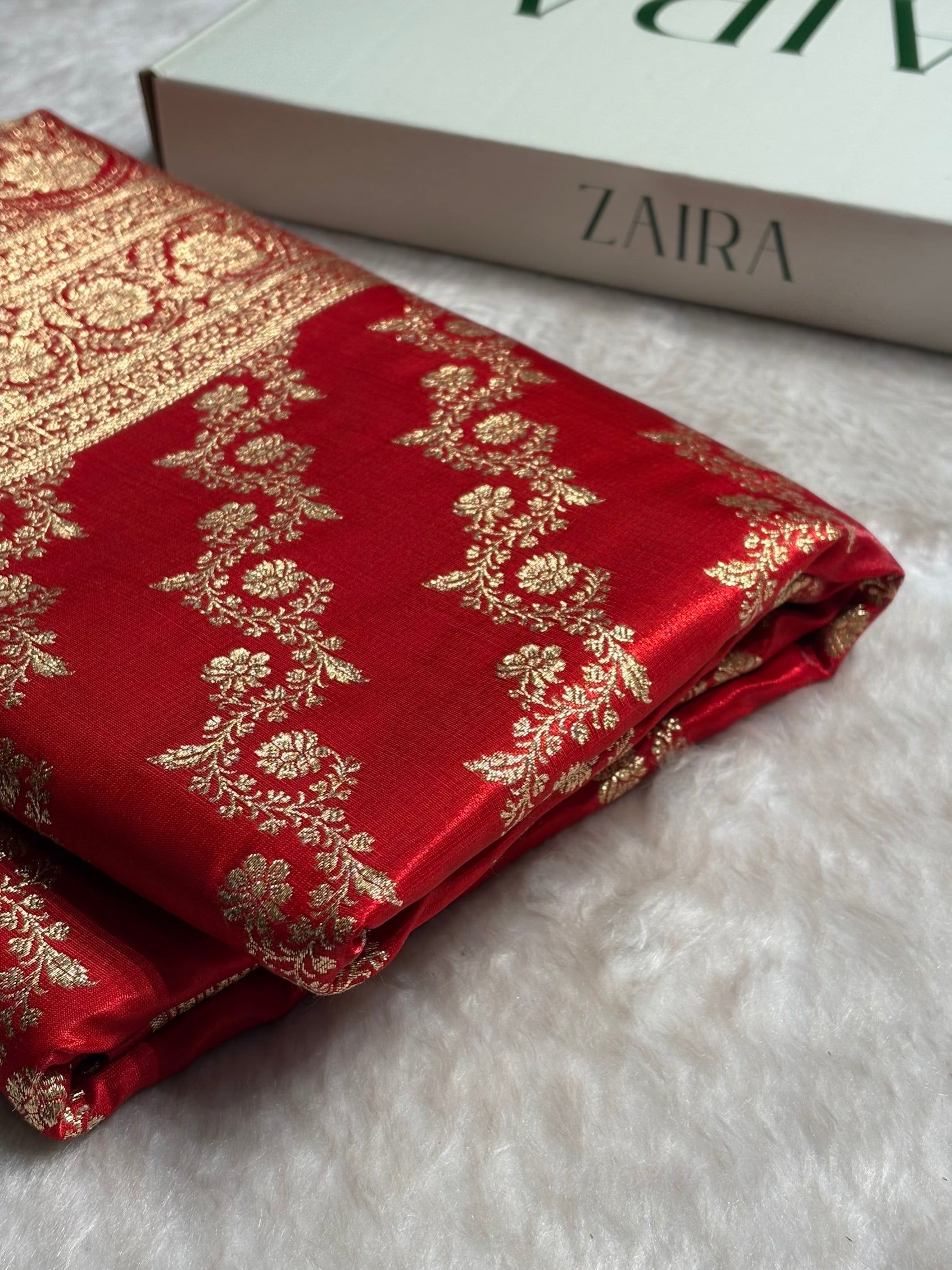 Red Shades Banarasi Satin Silk Saree SS32