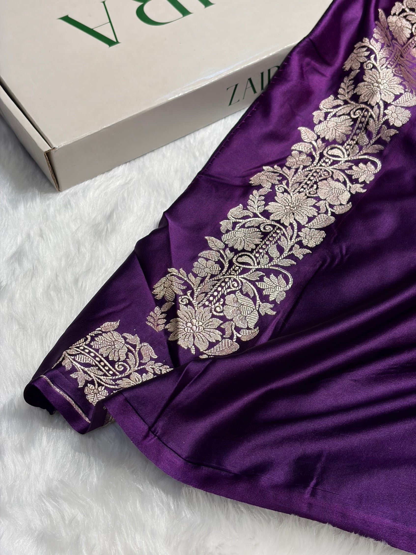 Banarasi Purple Shades Floral Mashru Silk Saree MS90