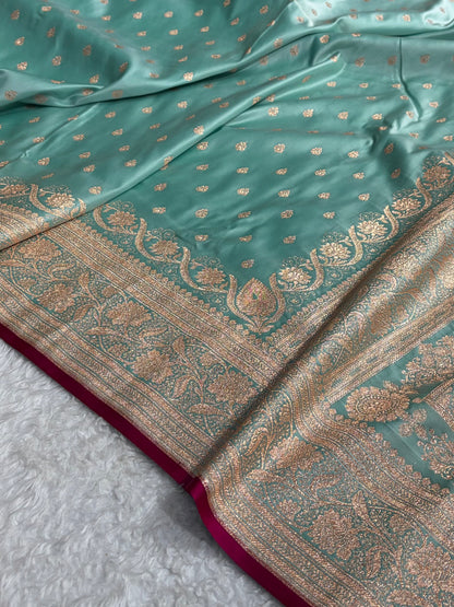 Banarasi Katan Silk Saree In Sea Green Shades SK08