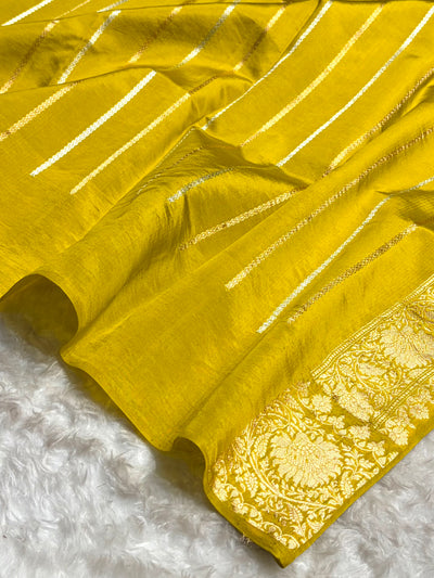 Mustard Boota Handwoven Pure Katan Paper Silk RM-33