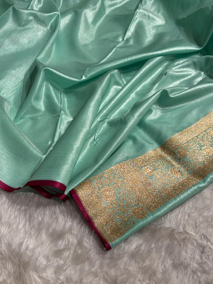 Ultra Light Weight Satin Silk Sea Green Boota SS05