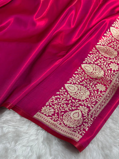 Satin Silk Saree Floral Boota in Cross Red Shades SS28