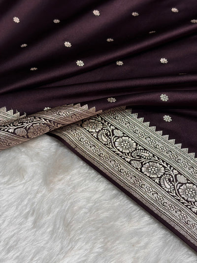 Dark Wine shade Booti Mashru Silk Saree MCS26