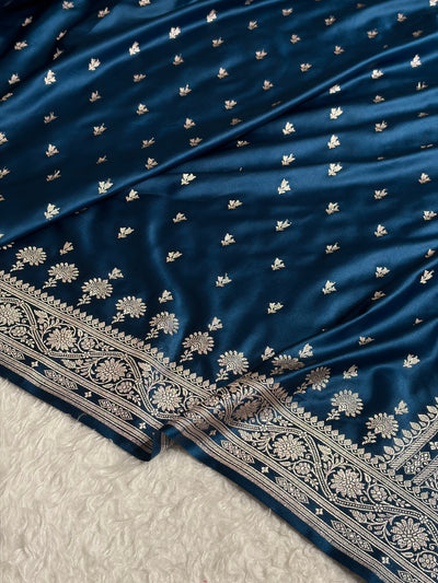 Banarasi German Blue Shades Booti Mashru Silk Saree MCS72