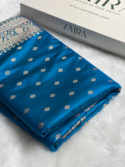Banarasi Boota Katan Silk Saree In Firozi Shades SK03