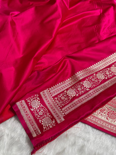 Rani Shades Banarasi Cross Pattern Floral Mashru Silk Saree MSM-102