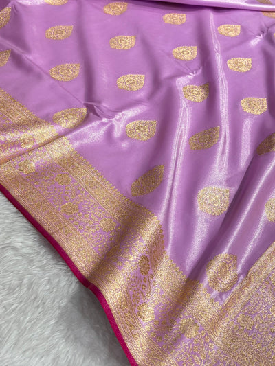Ultra Light Weight Satin Silk Boota in Lavender Shades SS05