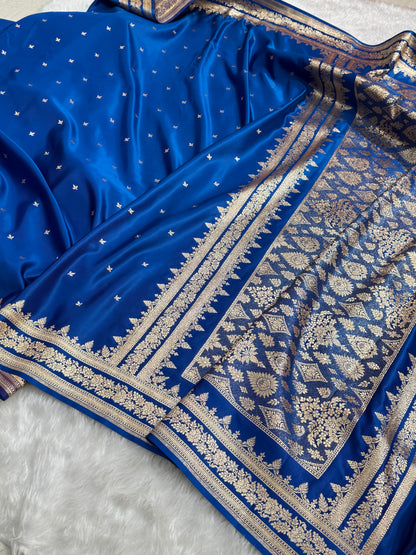 Premium Blue Banarasi Booti Katan Silk Saree