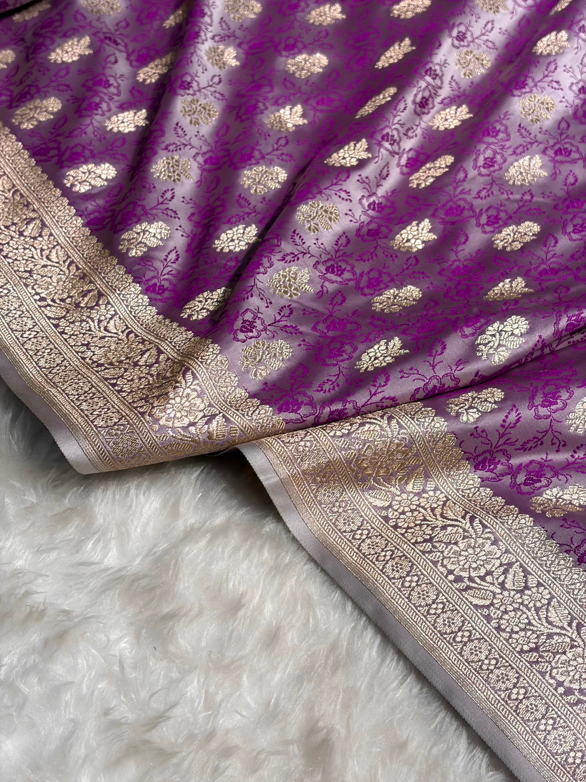 Cross Lavender Shades Tanchoi Motif Mashru Silk Saree MST-10