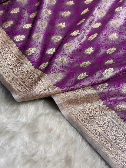 Cross Lavender Shades Tanchoi Motif Mashru Silk Saree MST-10