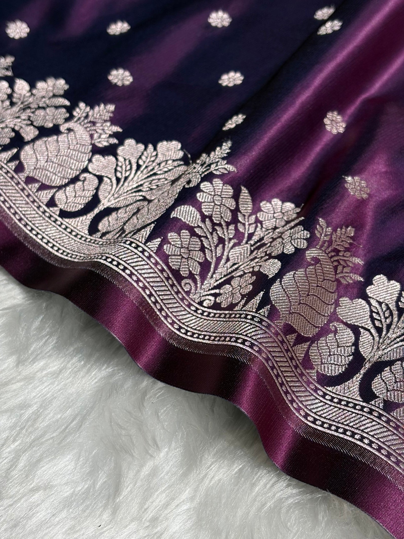 Wine Shades Floral Boota With Floral Border Mashru Silk Saree MSM 79
