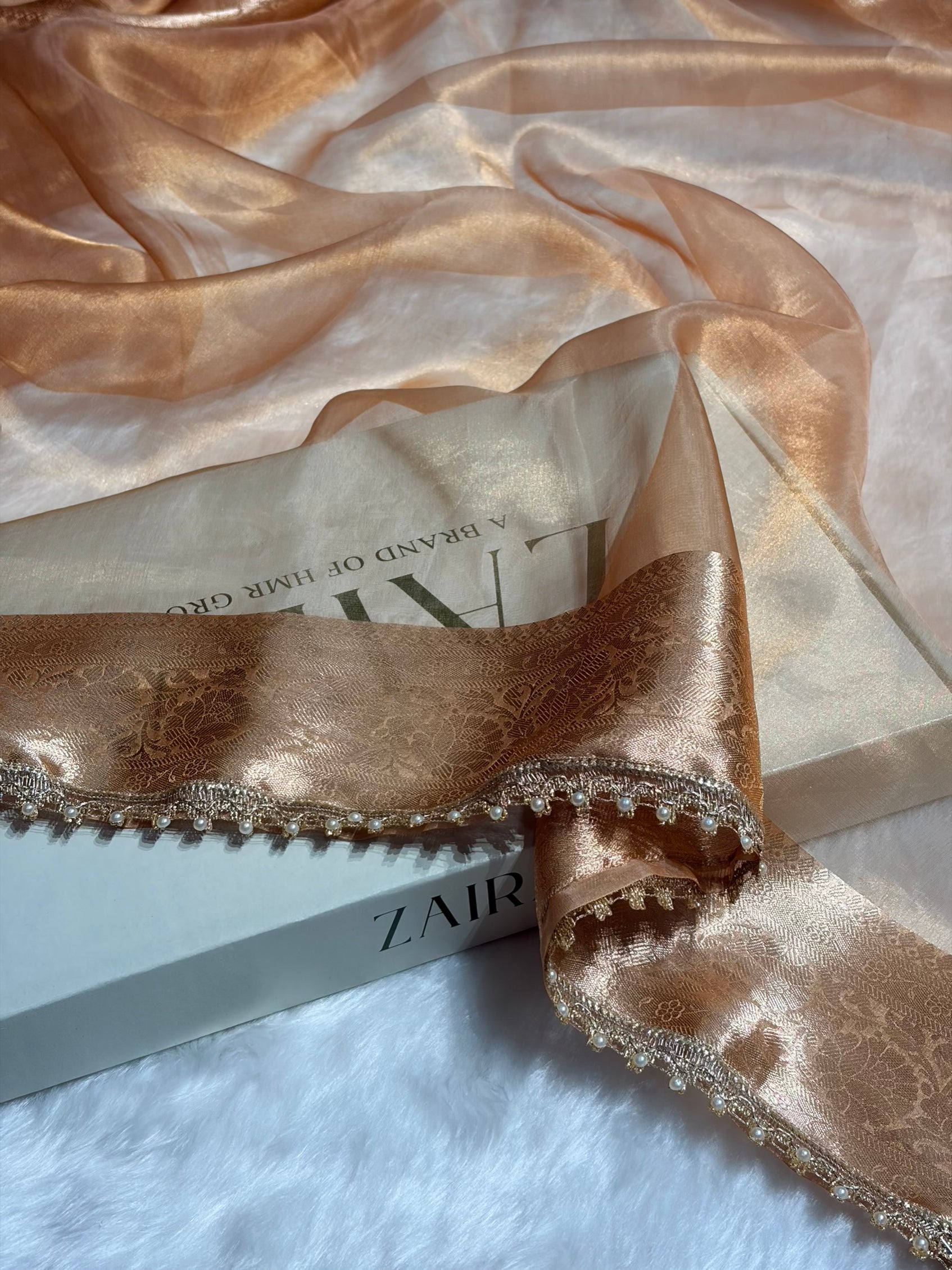 Tusser Shade Pure Tissue Silk Saree with Brocade Blouse And Gotta Patti PTGP-18