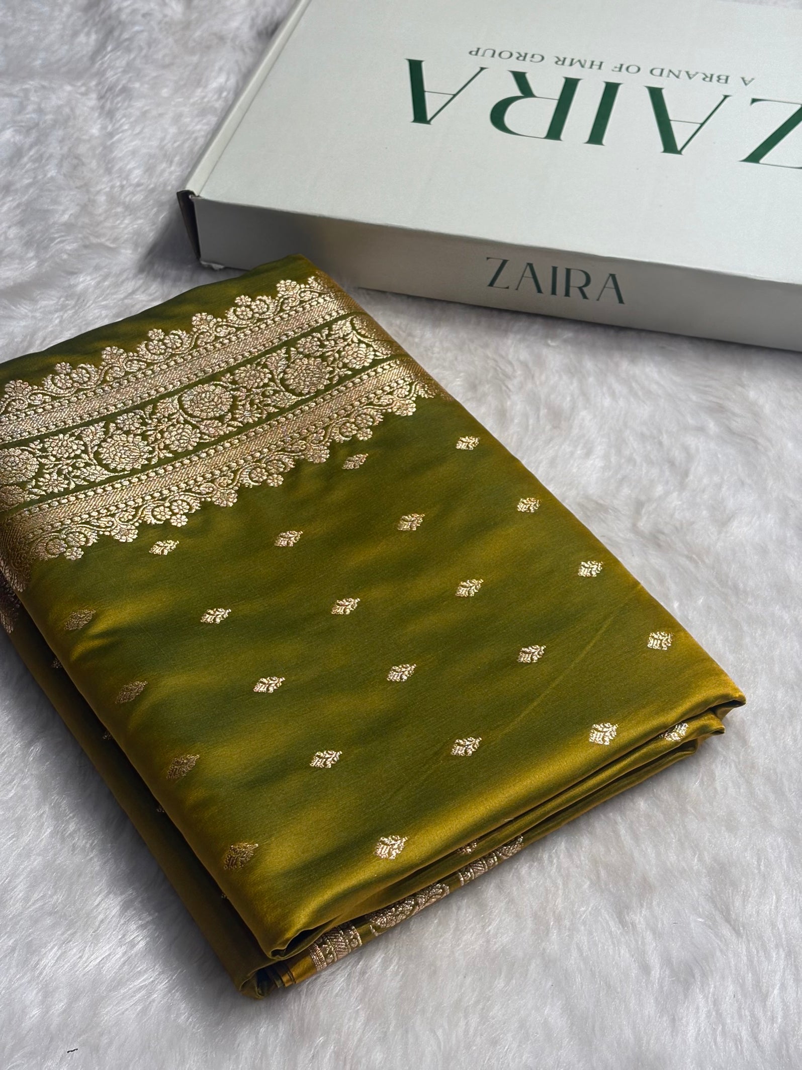 Liril Green Shades Booti Pattern Satin Katan Silk Saree SK51