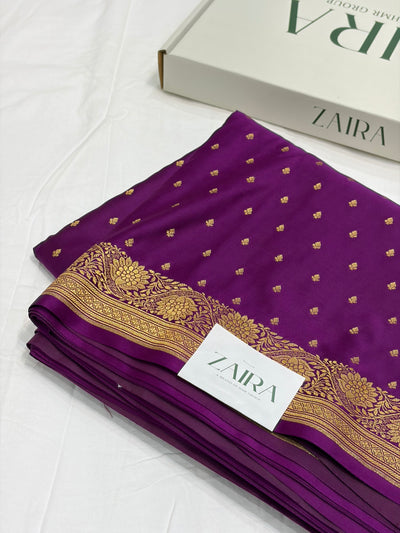 Wine Mauve Shade With Booti Pattern Mashru Silk Saree