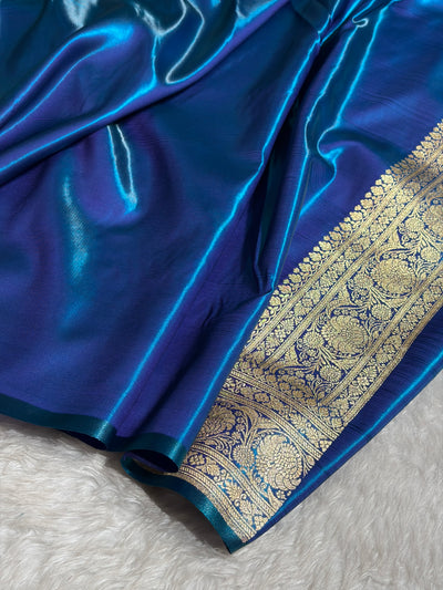 Banarasi Peacock Shades Booti Pattern Banarasi Satin Silk Saree SS62