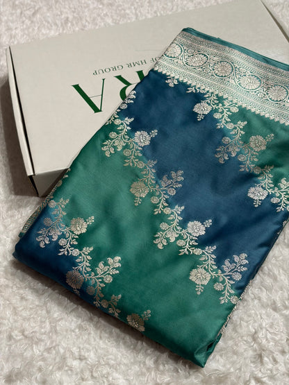 German Blue Shades Rangkart Mashru Silk Saree MSRK01