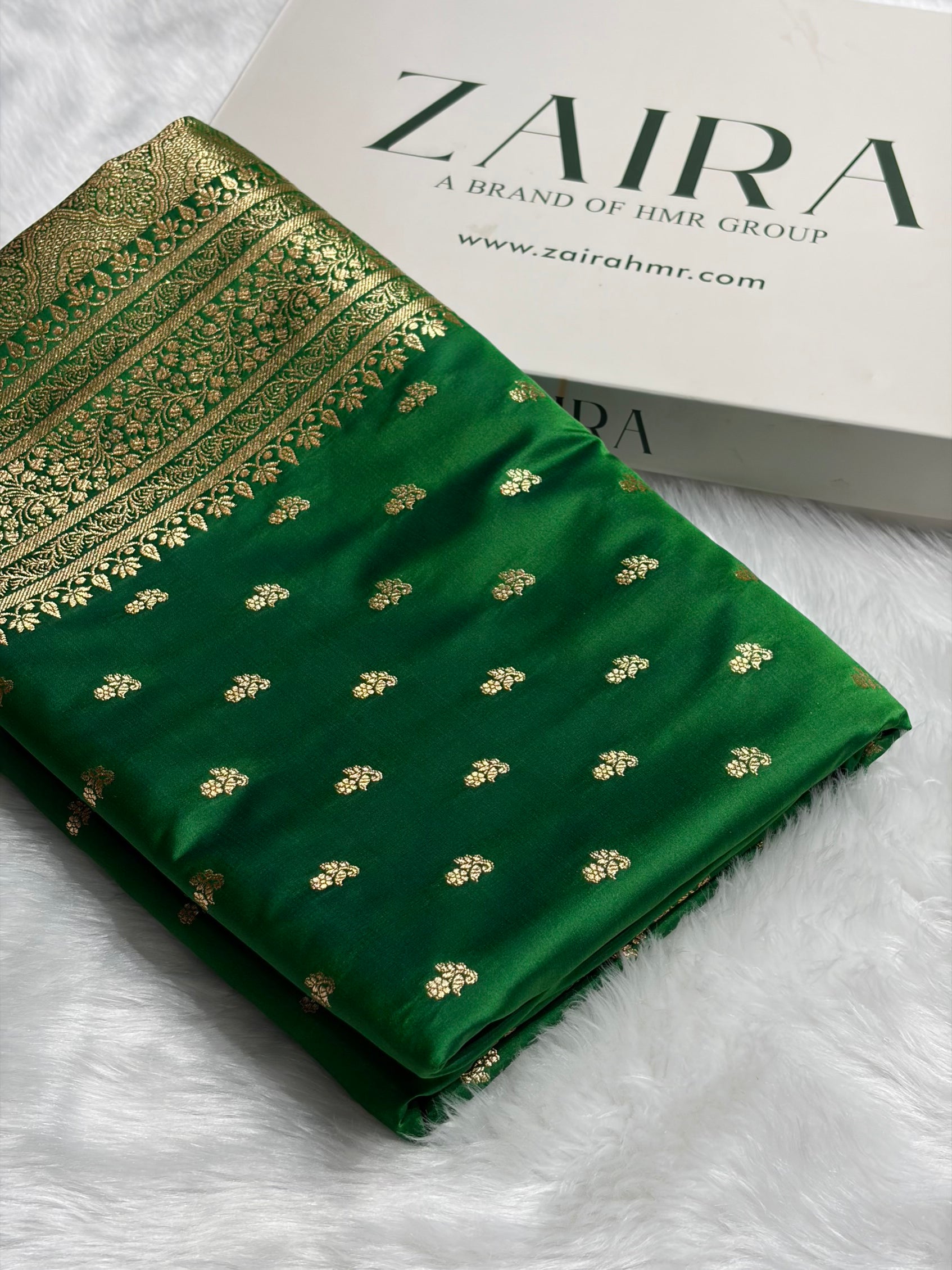 Banarasi Satin Katan Saree in Bottle Green Shades SK89
