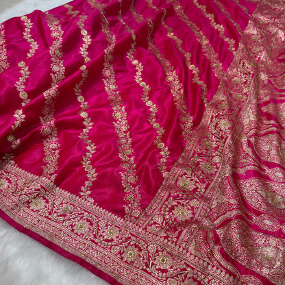 Bridal Pink Jaal with Ari and stone work