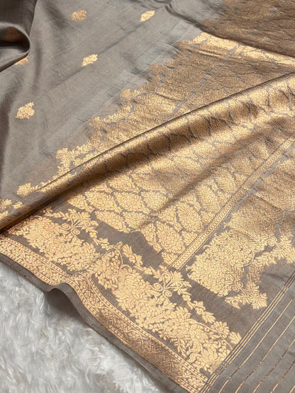 Mouse Gray Shades Handwoven Pure Raw Mango Silk RM-52