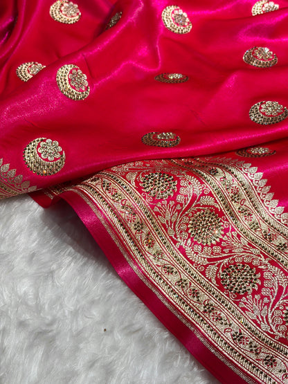 Chand Tara Cross Rani Boota With Traditional Banarasi Swarovski Work BSS04 (R)