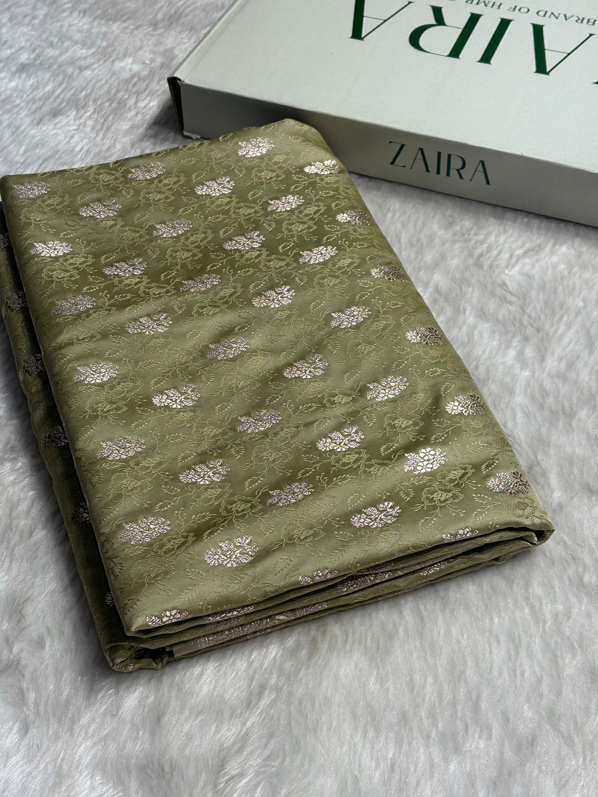 Dark Pista Shades Tanchoi Motif Mashru Silk Saree MST-10