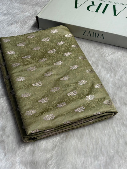 Dark Pista Shades Tanchoi Motif Mashru Silk Saree MST-10