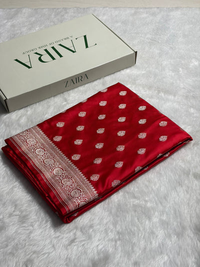 Red Shade Boota Mashru Silk Saree MCS17