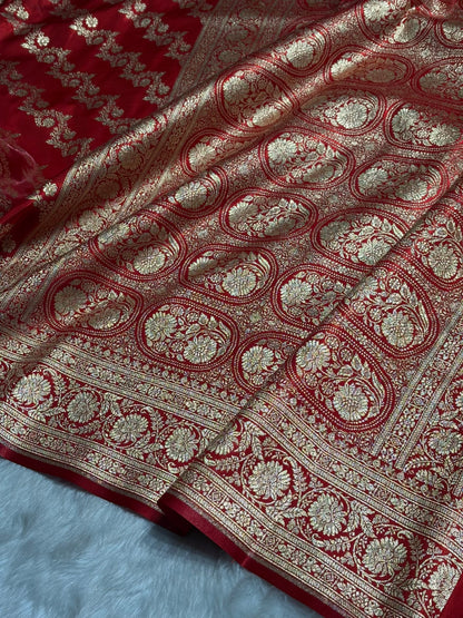 Red Shades Banarasi Satin Silk Saree SS32