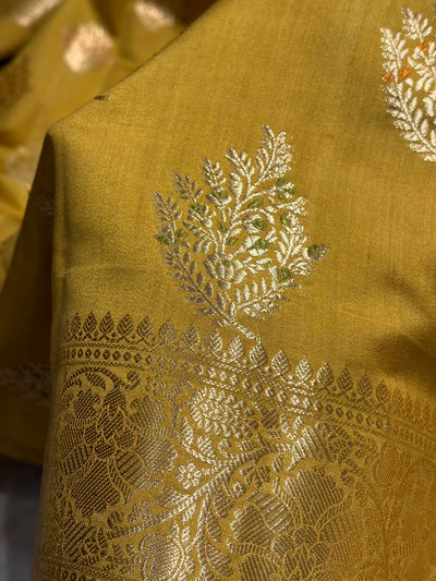 Minakari Dusty Mustard Shades Pure Chiniya Silk CH-02