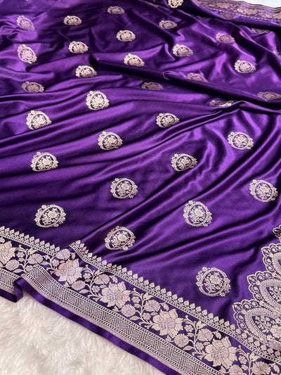 Purple Boota Mashru Silk Saree MCS24