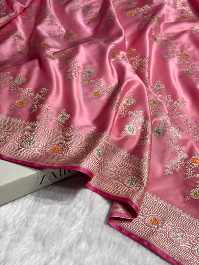 Blush Pink Minakari Banarasi Cross Mashru Silk Saree MCS01