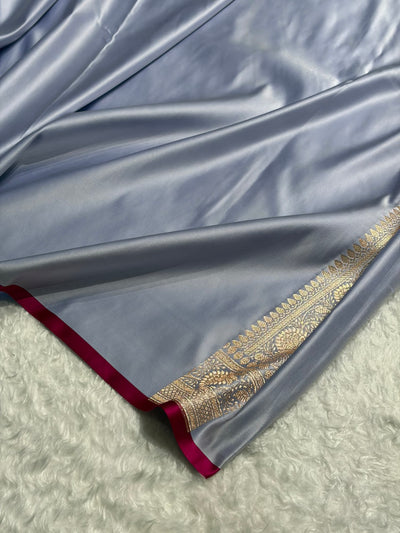 Banarasi Powder Blue Shades Booti Katan Silk Saree SK07