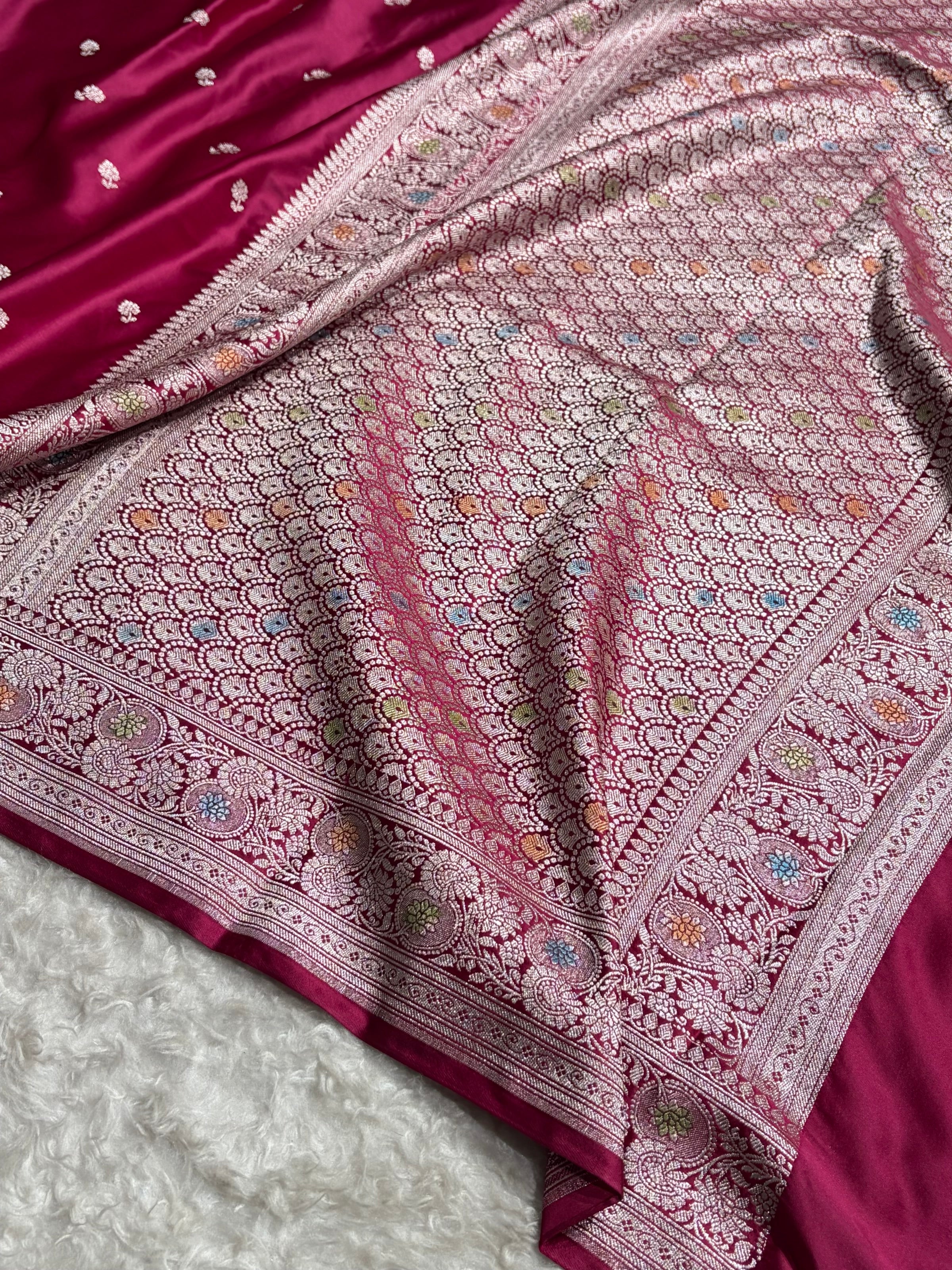 Rani Shades Minakari Booti Mashru Silk Saree MCS73
