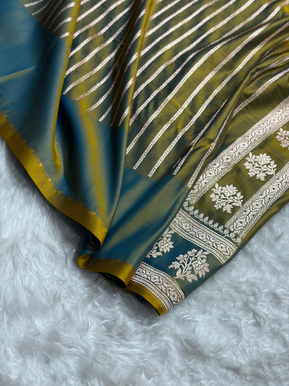 Liril Mehendi Shades Banarasi Boota Pattern Floral Mashru Silk Saree MSM-112