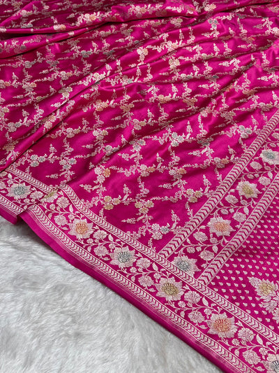Baby Pink Shade Banarasi Minakari with Jaal Pattern Mashru Silk Saree MCS56