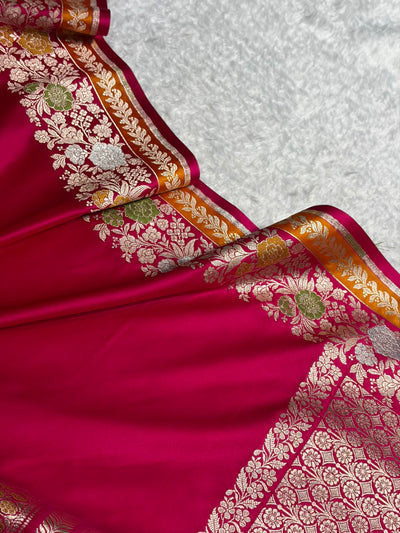 Banarasi Rani Shades Floral Minakari Skirt Border Mashru Silk Saree MSM-83
