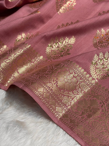 Minakari Dusty Peach Shades Pure Chiniya Silk CH-02