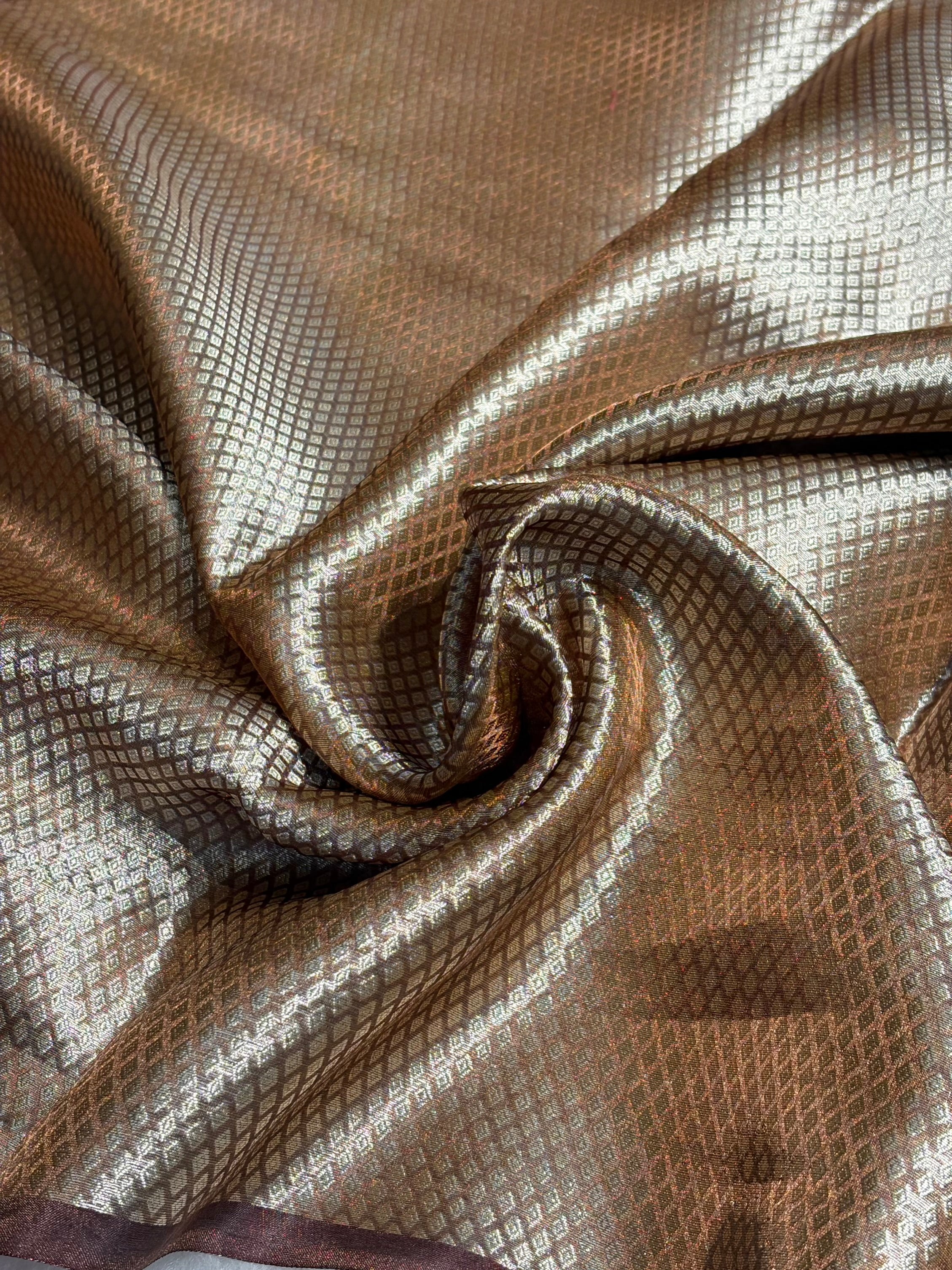Chocolate Shades Pure Tissue Silk Saree with Brocade Blouse PT-08