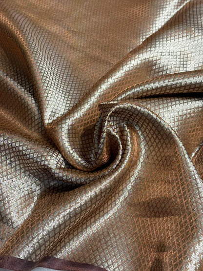 Chocolate Shades Pure Tissue Silk Saree with Brocade Blouse PT-08