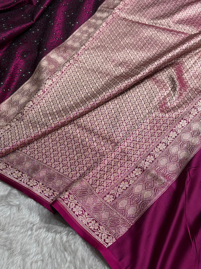 Wine Shades Tanchoi Motif Mashru Silk Saree MST-15