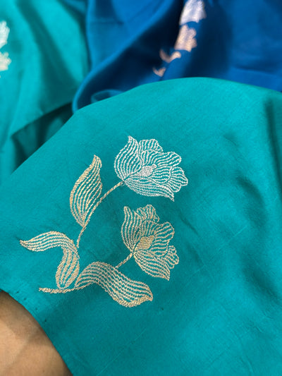 Royal Blue Ombré - Peacock Shades Meena Boota Handwoven Paper Silk RM-35