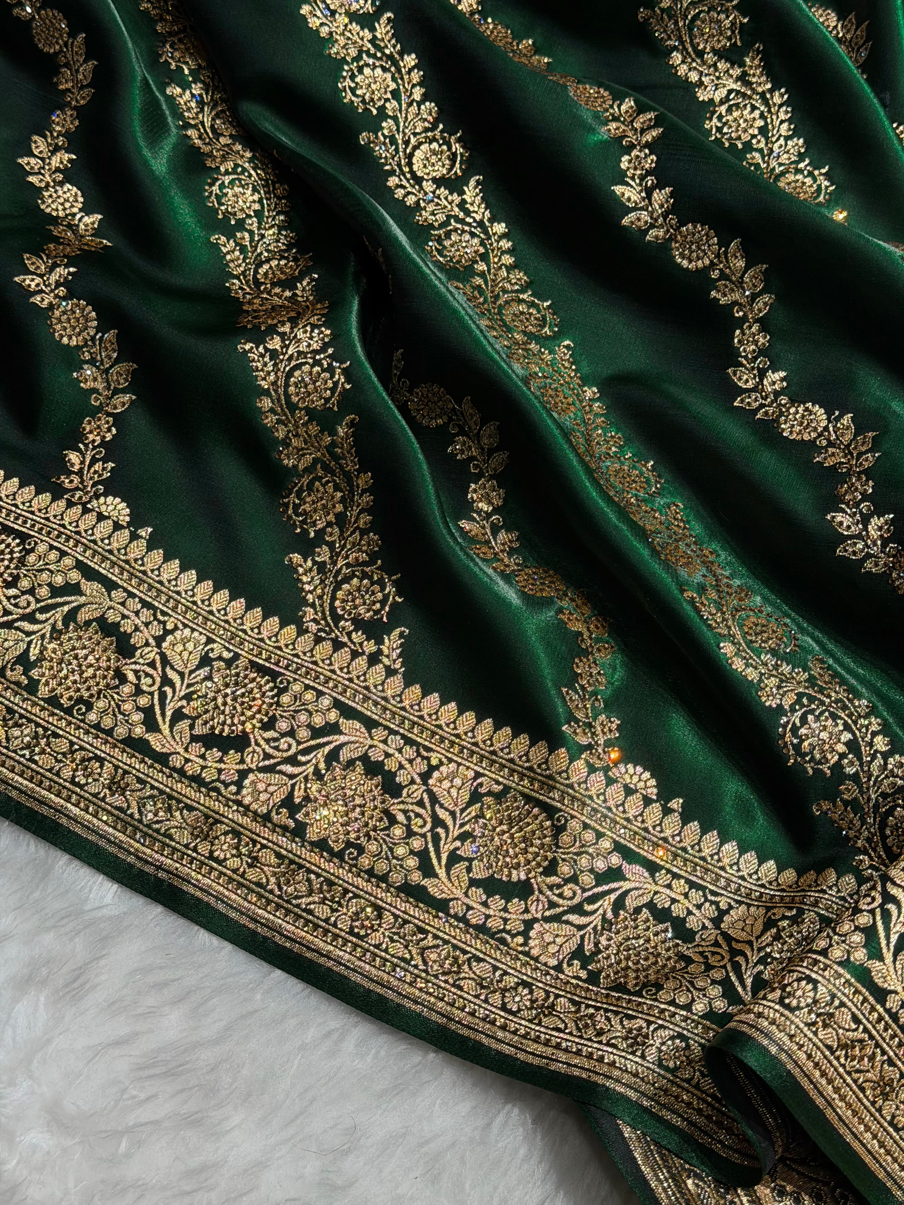 Bottle Green Shades Cross with Swarovski Stone Work BSS10