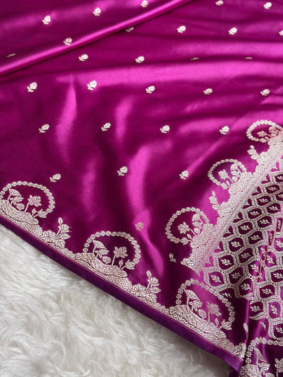 Banarasi Wine Shades With Floral Mashru Silk Saree MCS91