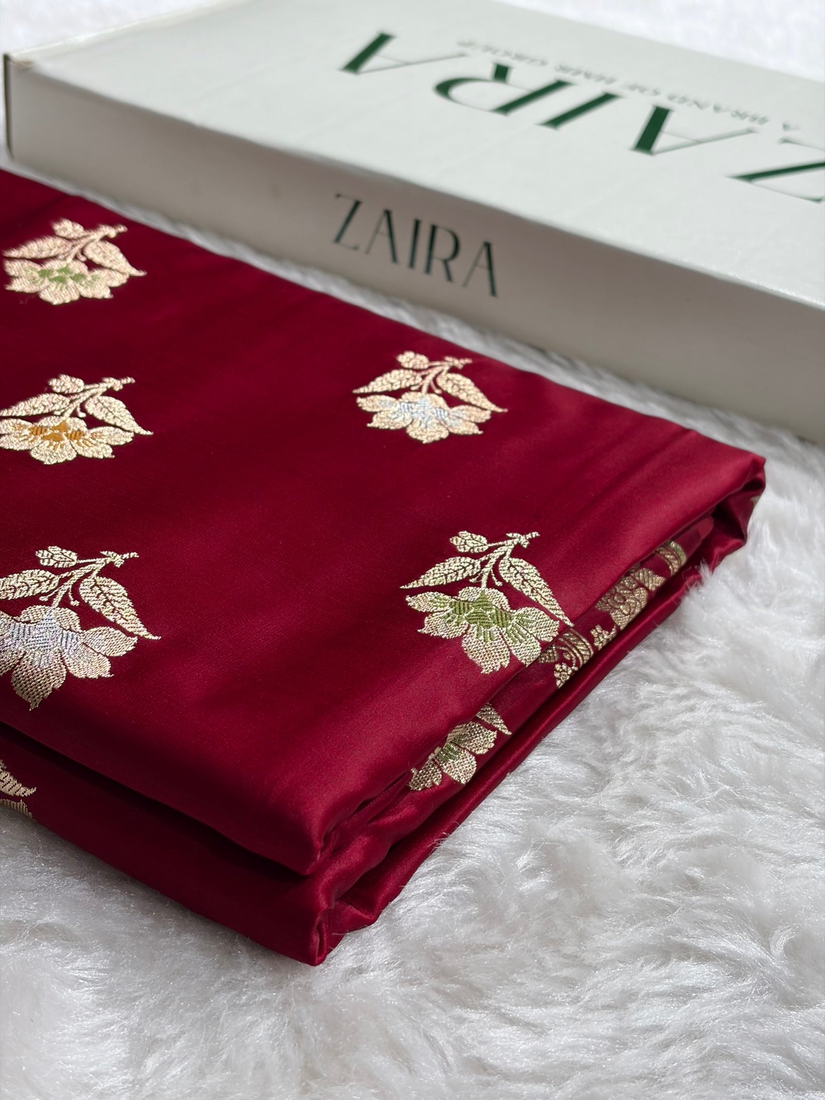 Premium Banarasi Satin Katan Saree With Minakari Boota in Maroon Shades SK112