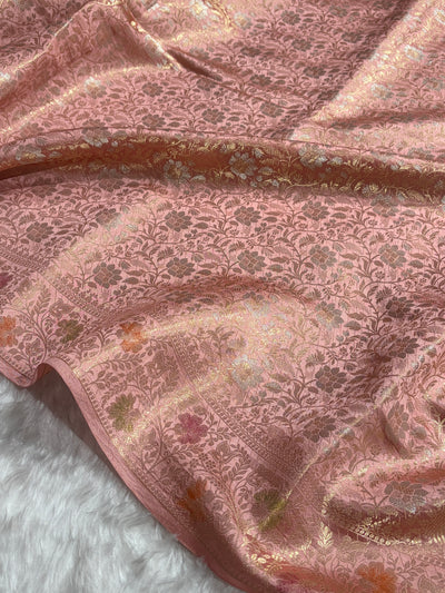 Peach Shade Flower Boota Pure Caramel Mango Silk Saree CS-17