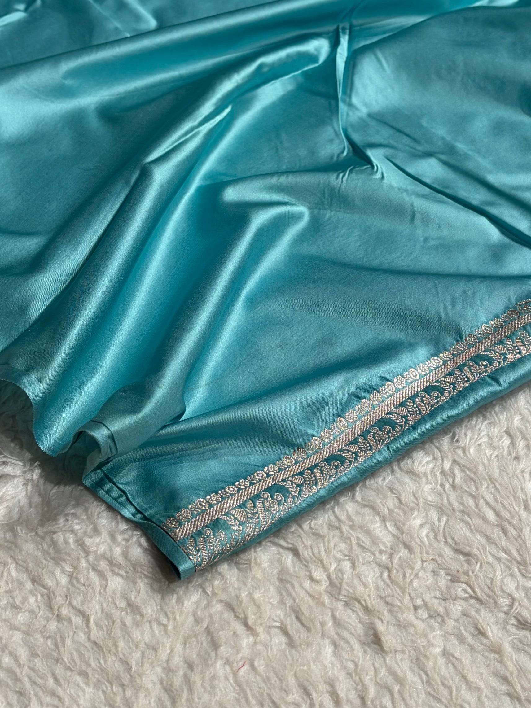 Skirt Border Sky Blue Shades With Minakari Skirt Mashru Silk Saree MS13