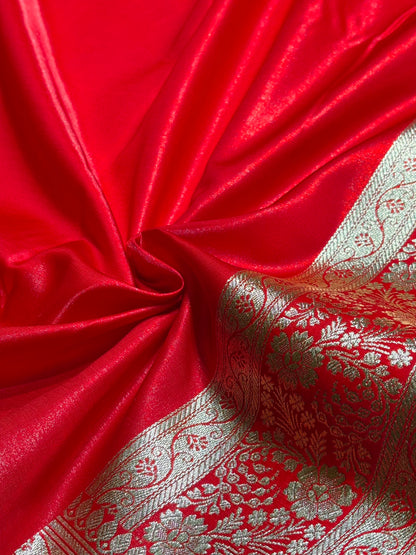 Red Shades Banarasi Satin Silk Saree SS33
